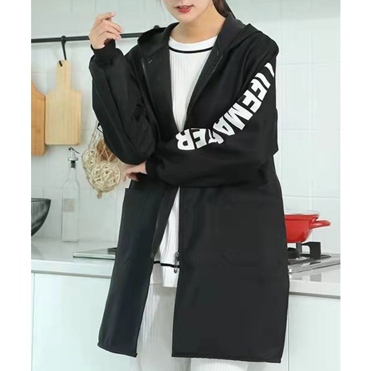 ブラック | エプロンコート 裏起毛 ロング割烹着暖か | SUNSHINE CLOSET