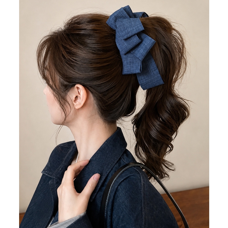 ダークブルー | バナナクリップ ビッグリボンヘアクリップ | Miniministore