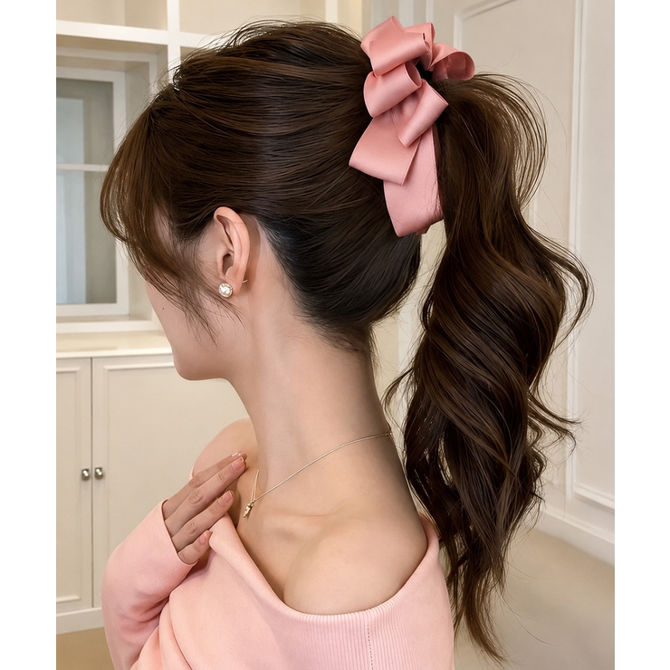 ピンク | バナナクリップ ビッグリボンヘアクリップ | Miniministore