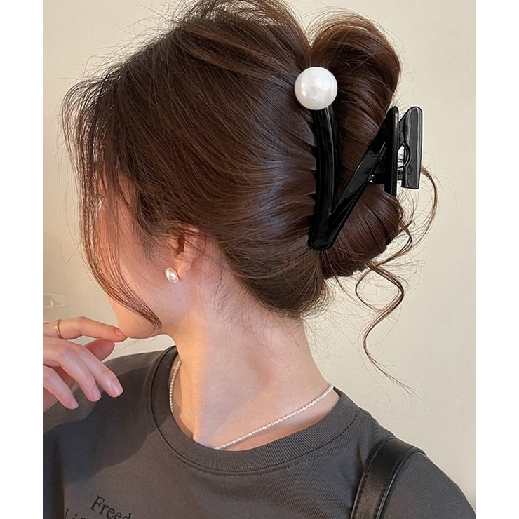 ブラック | 大きめまとめ髪髪留め 上品大人かわいい おしゃれヘアアクセサリー | SUNSHINE CLOSET