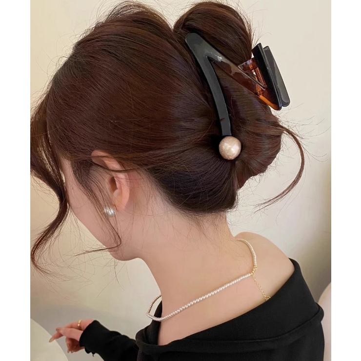 ブラウン | 大きめまとめ髪髪留め 上品大人かわいい おしゃれヘアアクセサリー | SUNSHINE CLOSET
