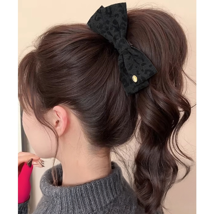 チャコールグレー | レオパード柄 ファブリックバナナクリップ | Miniministore