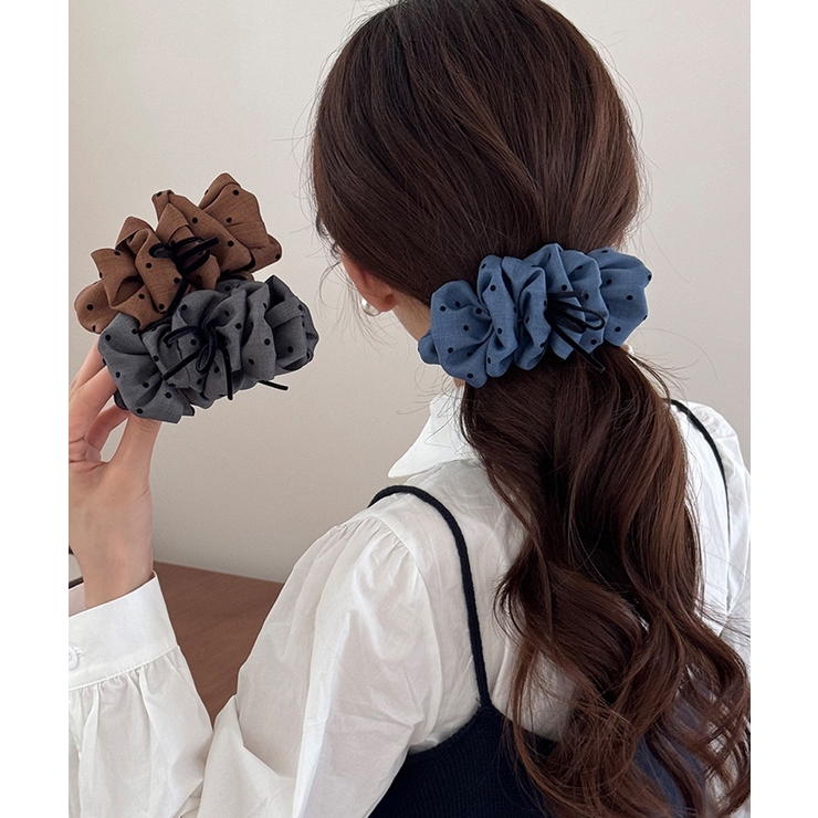 ドット柄 フリルリボン バナナクリップ | Miniministore | 詳細画像1 