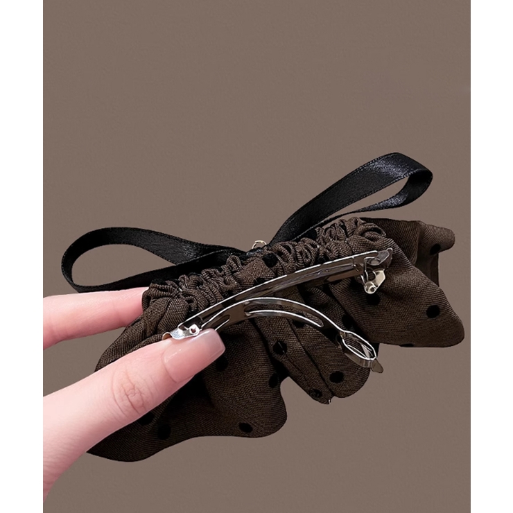 ドット柄 フリルリボン ヘアクリップ上品 | Miniministore | 詳細画像10 