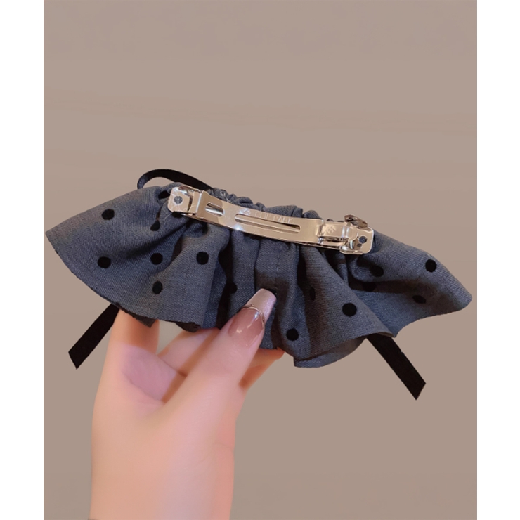 ドット柄 フリルリボン ヘアクリップ上品 | Miniministore | 詳細画像9 