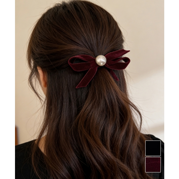 ベロア調 リボンヘアクリップ 大人可愛い | Miniministore | 詳細画像1 