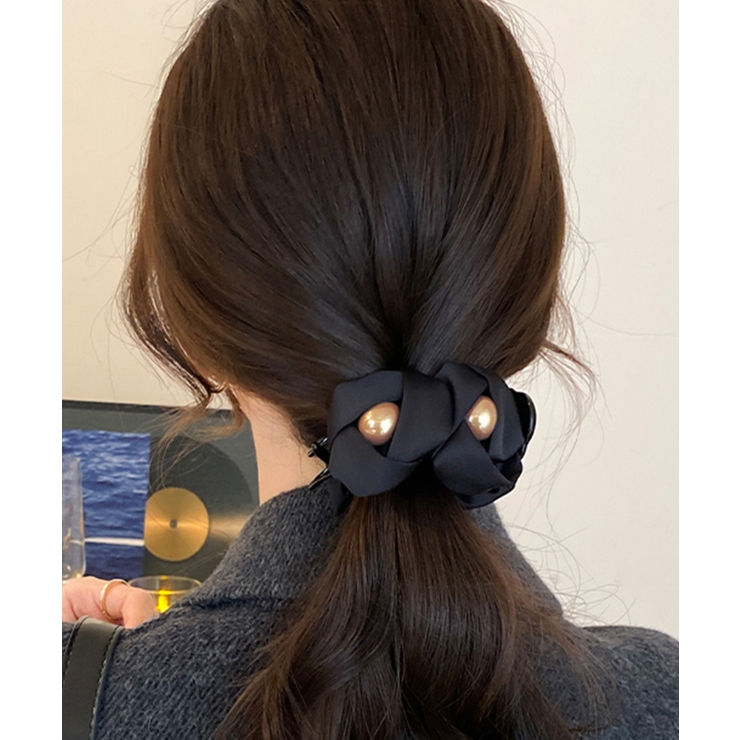 ブラック | フラワーヘアバンスクリップ 簡単まとめ髪 | Miniministore