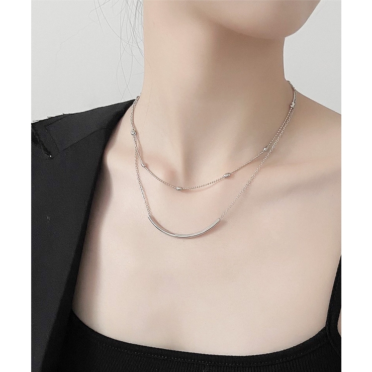 シルバー | 2連チェーンネックレス レディース 上品 | Miniministore