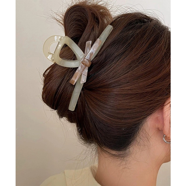 ベージュ | 大人女子 韓国風 リボンヘアクリップ | SUNSHINE CLOSET