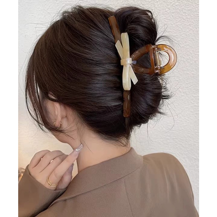 ブラウン | 大人女子 韓国風 リボンヘアクリップ | SUNSHINE CLOSET