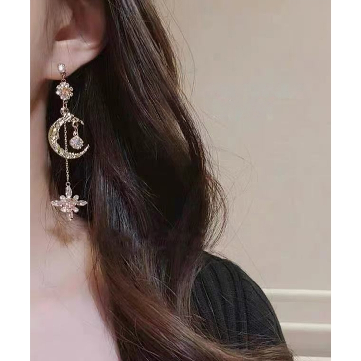 太陽と月アシンメトリーロングピアス揺れる | Miniministore | 詳細画像6 