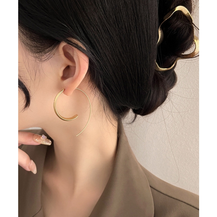 大ぶり マット フープピアス  韓国風 | Miniministore | 詳細画像4 