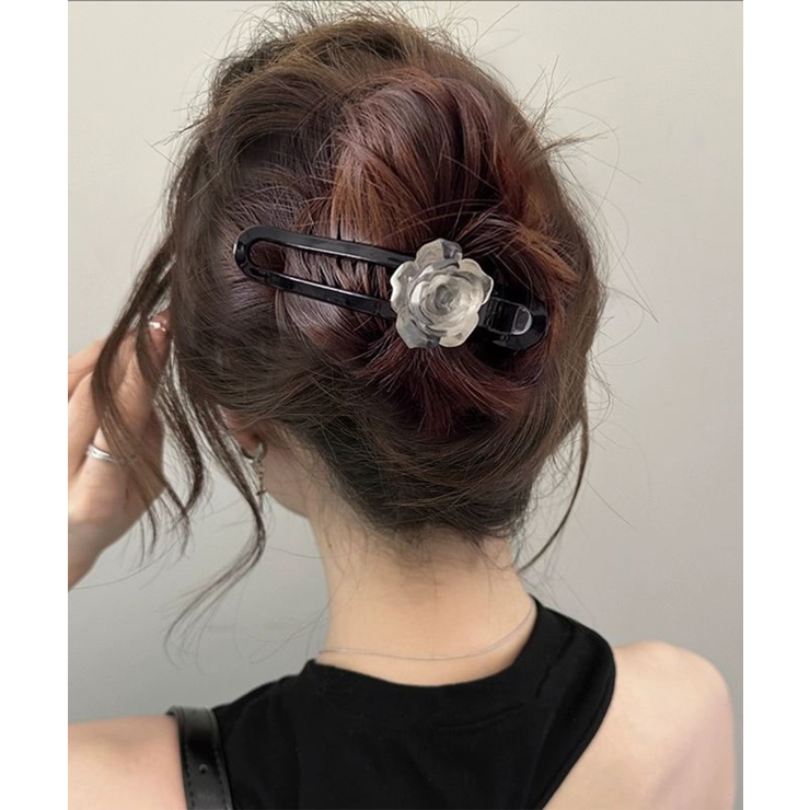 ブラック（ダックビルクリップ） | ヘアクリップ バンスクリップ 合成樹脂花 | Miniministore