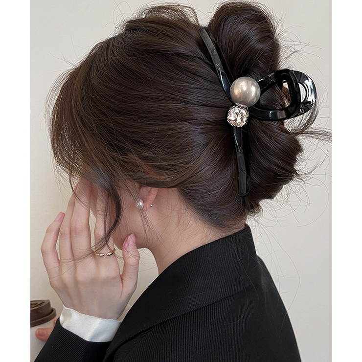 グレイッシュベージュ | バンスクリップ ヘアクリップ パール | Miniministore