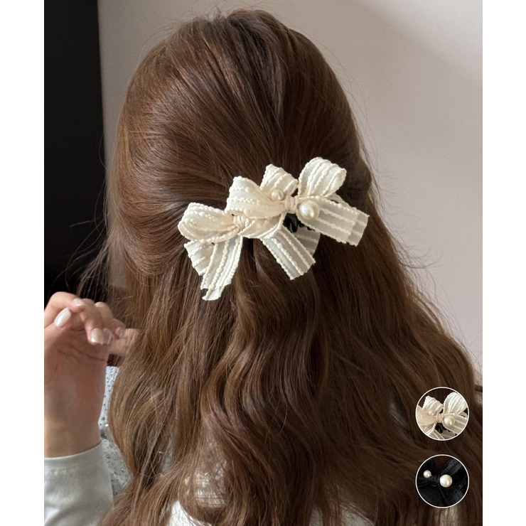 バナナクリップ パールリボン ヘアグッズ | Miniministore | 詳細画像1 