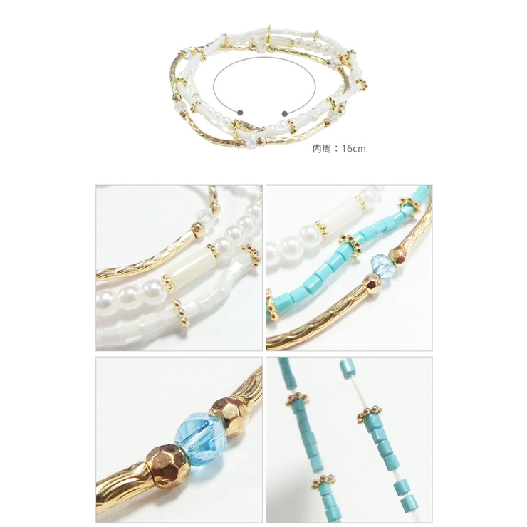【MEJURI】アーニャ ターコイズ ビーズブレスレット 関税込 天然石のチェーンブレスレット □ 14KGF SAZARE □ スリーピング