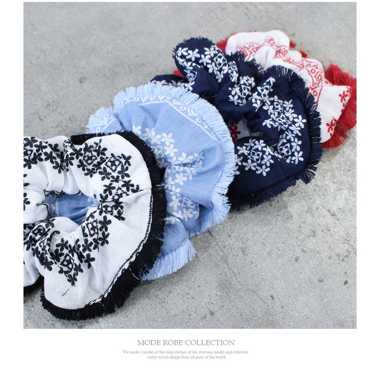 小花柄フリンジシュシュヘアバンド ワイドカチューシャ ヘアアレンジ 品番 Mdrw Mode Robe モードローブ のレディースファッション通販 Shoplist ショップリスト