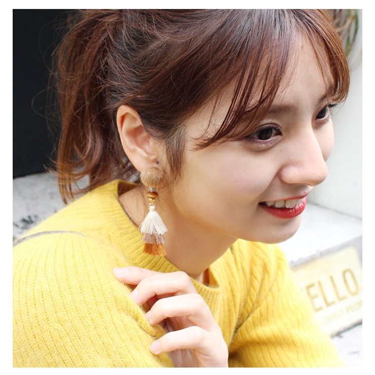 ヴィンテージボタン♡春の大人カラー♪フープピアス／イヤリング 