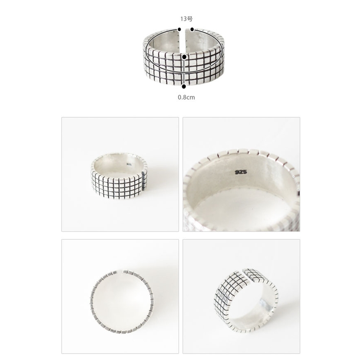 スクエアパターンワイドリング ブロック柄 Silver925 | MODE ROBE | 詳細画像3 