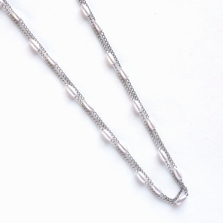 楕円パール2連チェーンネックレス | monamona | 詳細画像3 