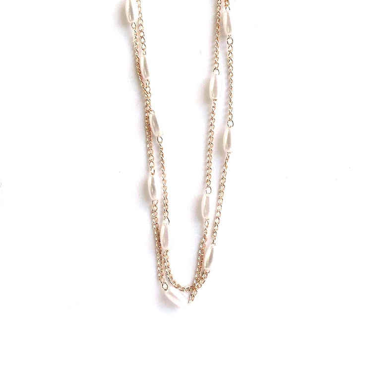 ゴールド | 楕円パール2連チェーンネックレス | monamona