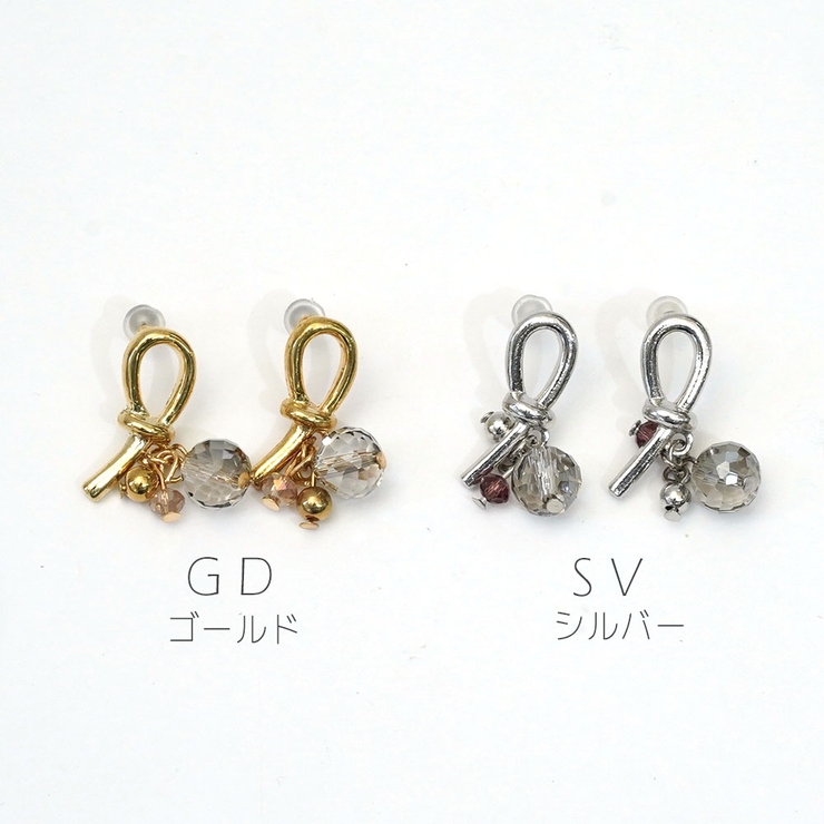 リボンモチーフメタルピアス メタル シルバー ゴールド | monamona | 詳細画像2 
