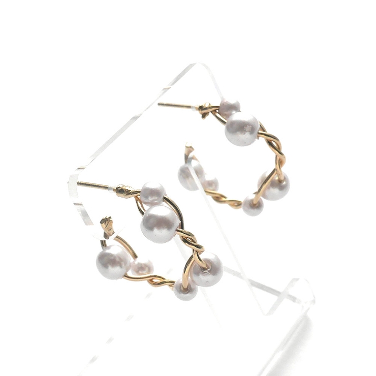 パールフープツイストピアス | monamona | 詳細画像8 