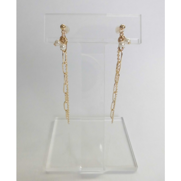 2連ロングチェーンパールピアス | monamona | 詳細画像1 