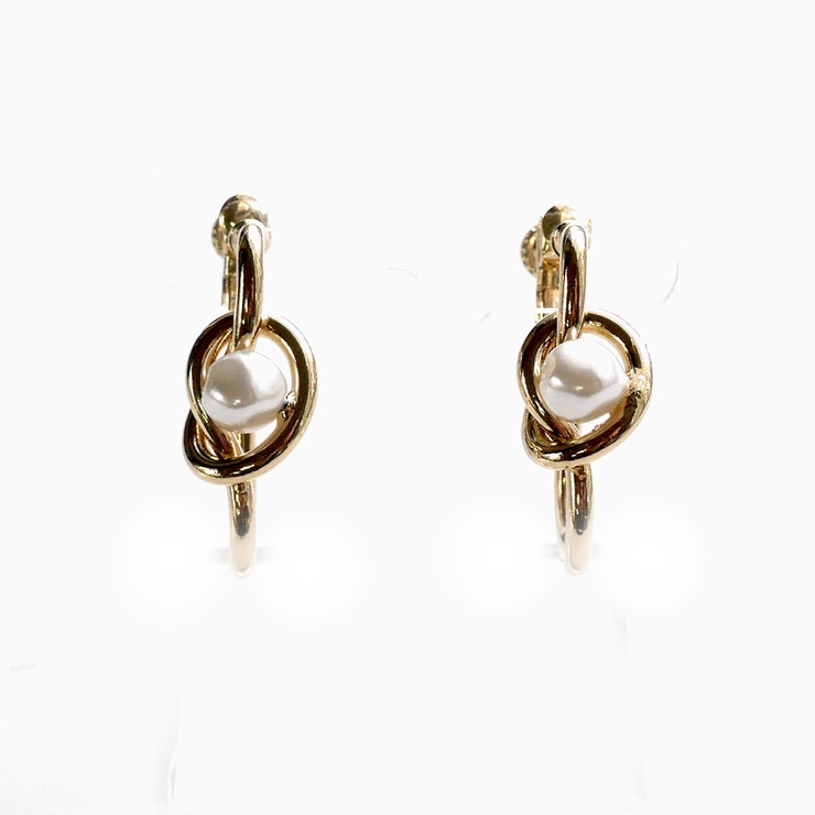 ゴールド | パーツ付き、結びモチーフイヤリング | monamona