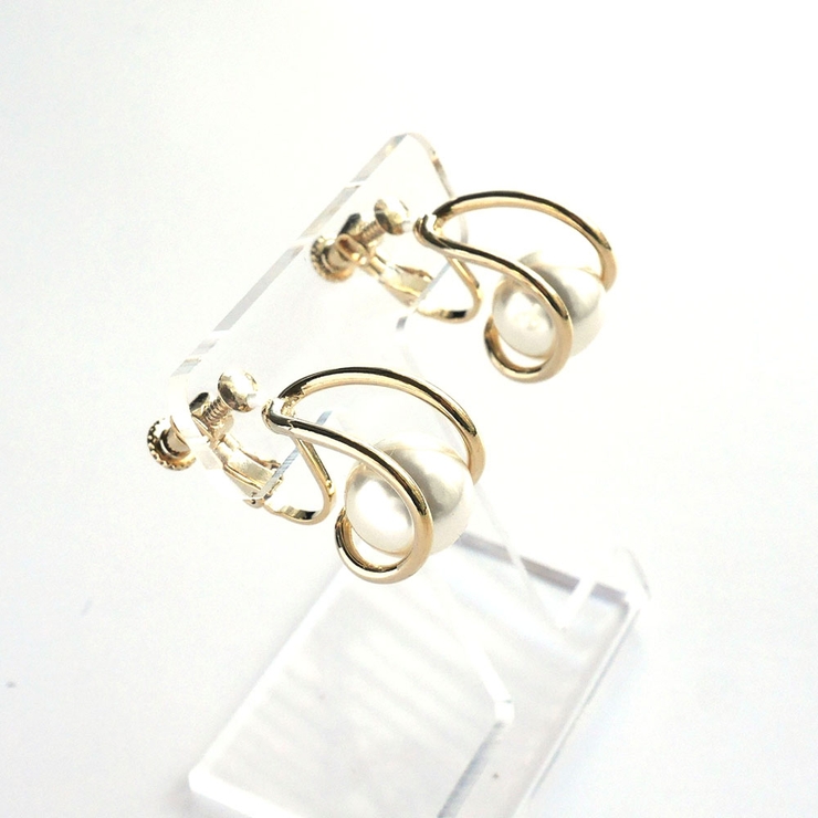 パールイヤリング Uラインフェイクパール | monamona | 詳細画像7 