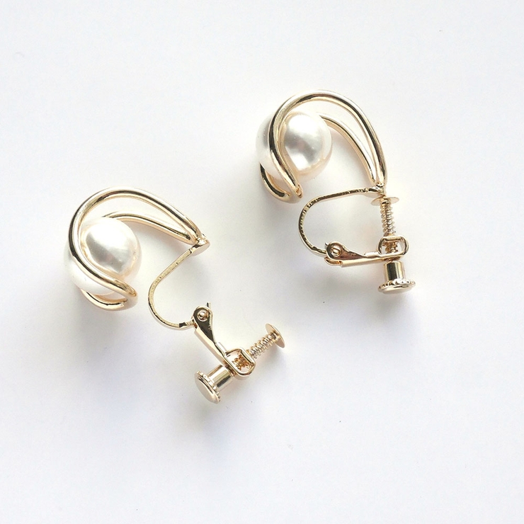 パールイヤリング Uラインフェイクパール | monamona | 詳細画像9 