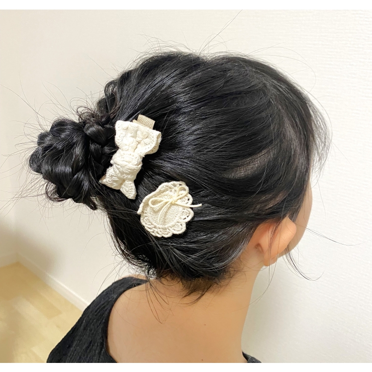 ナチュラル系ジュニアピン＆リボンクリップセット（2P) | monamona | 詳細画像1 