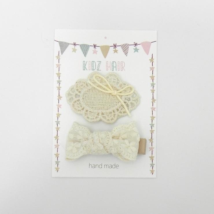 ナチュラル系ジュニアピン＆リボンクリップセット（2P) | monamona | 詳細画像2 