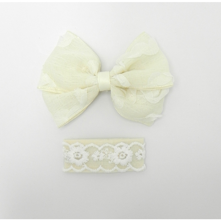 IVORY | ナチュラル系ジュニアピン＆リボンクリップセット（2P) | monamona