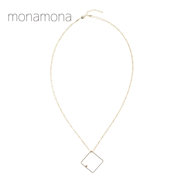 ひし形モチーフ2連ロングネックレス | monamona | 詳細画像1 