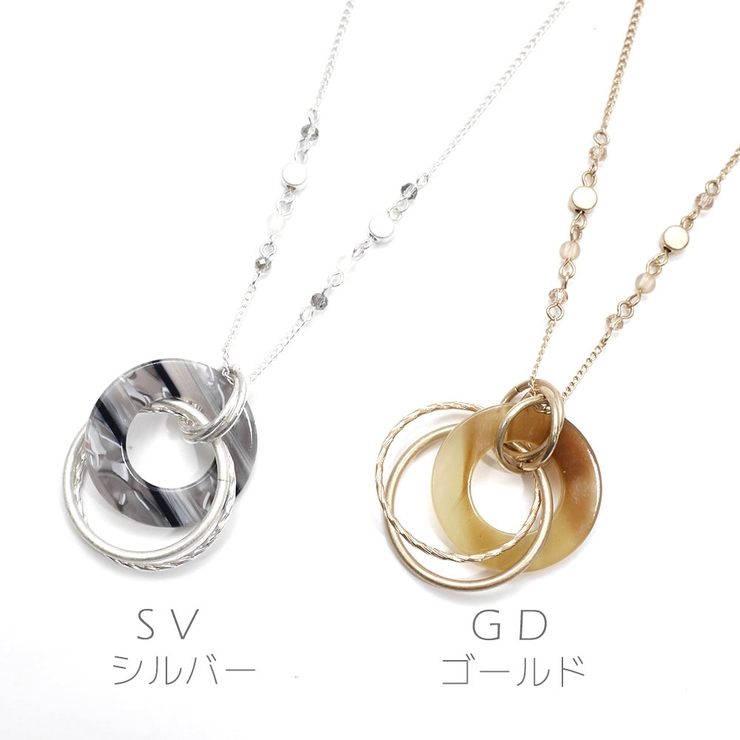 メタル＆アクリルフープネックレスマットカラーアンティーク調 | monamona | 詳細画像2 