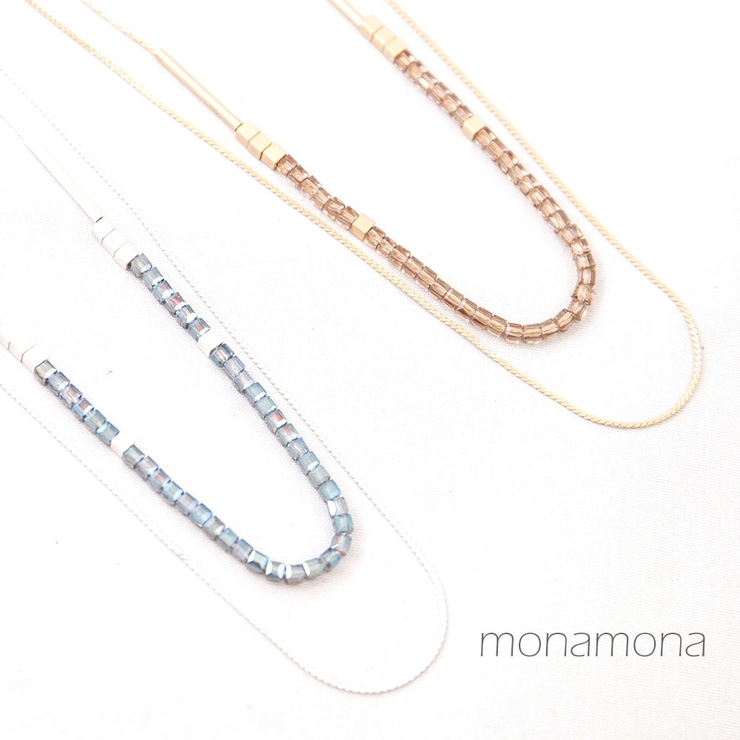 ビーズ＆チェーン2連タイプネックレス | monamona | 詳細画像1 