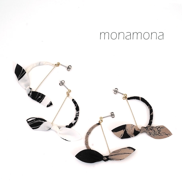 リボンモチーフピアス さがり ゆれる 花柄 | monamona | 詳細画像1 