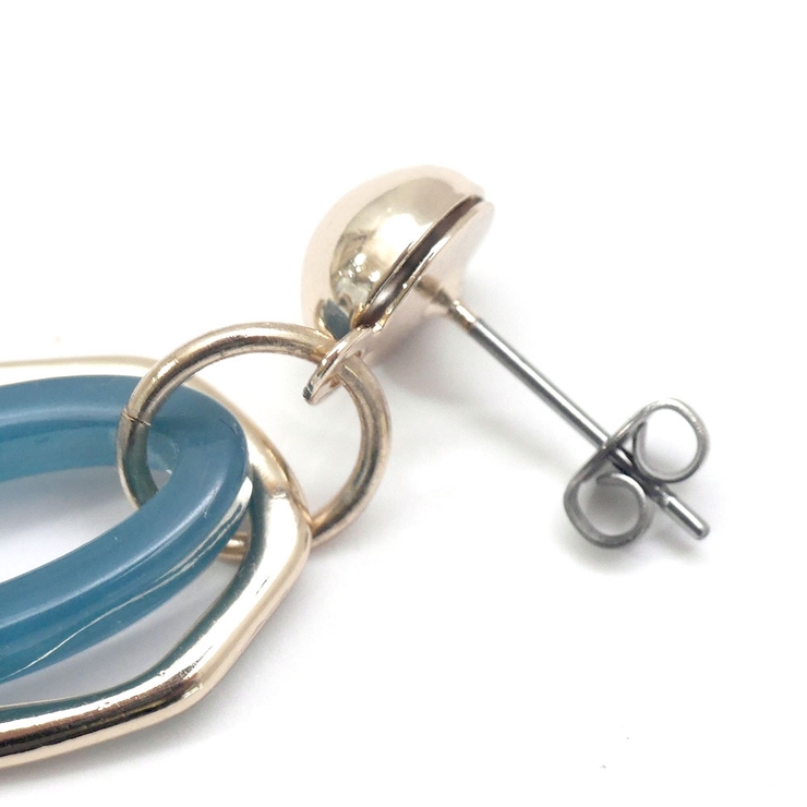 デザインフープコンビピアス 揺れるオーバルメタルフープカジュアルかわいい華奢 大… | monamona | 詳細画像7 