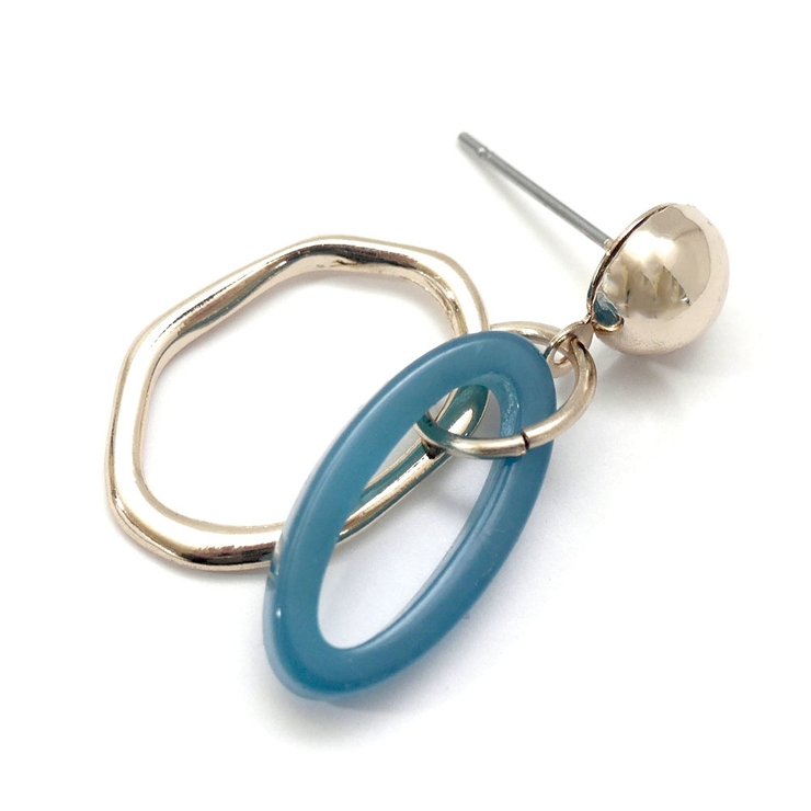 デザインフープコンビピアス 揺れるオーバルメタルフープカジュアルかわいい華奢 大… | monamona | 詳細画像6 