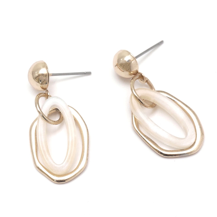 デザインフープコンビピアス 揺れるオーバルメタルフープカジュアルかわいい華奢 大… | monamona | 詳細画像8 