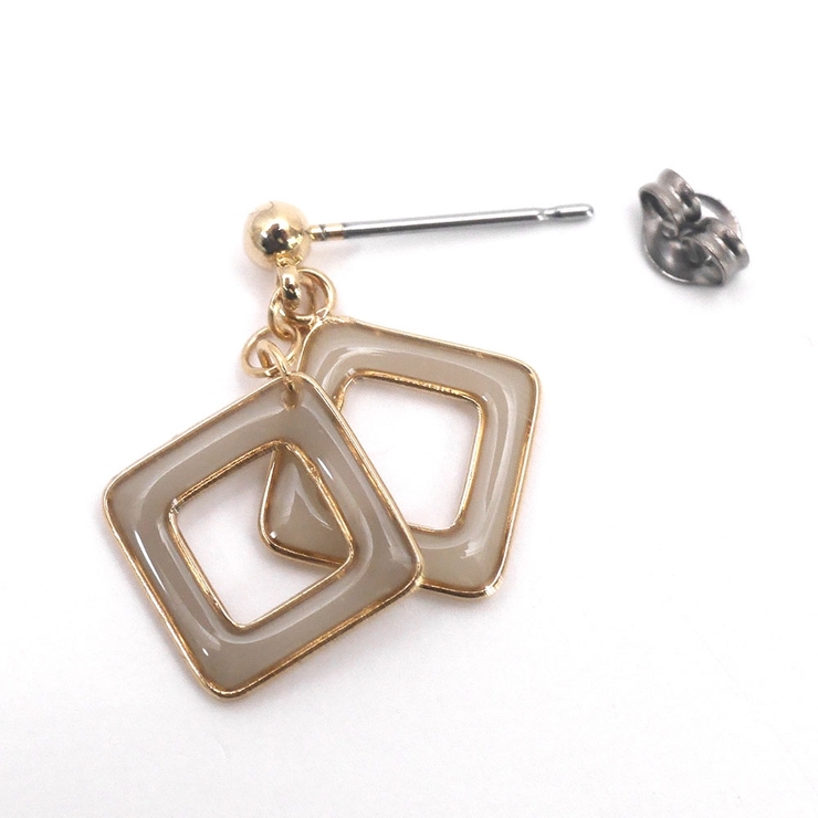 スクエアー小ぶりさがりバイカラーピアス クリアカラーシンプル揺れる華奢大人かわい… | monamona | 詳細画像7 