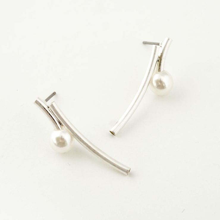 メタルパイプ＆パールピアス | monamona | 詳細画像3 