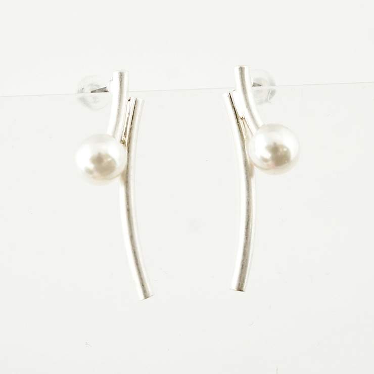 マットシルバー | メタルパイプ＆パールピアス | monamona