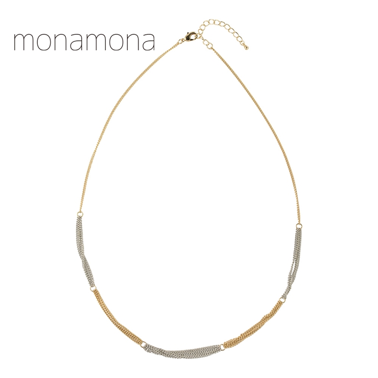 3重チェーン2トーンネックレス | monamona | 詳細画像1 