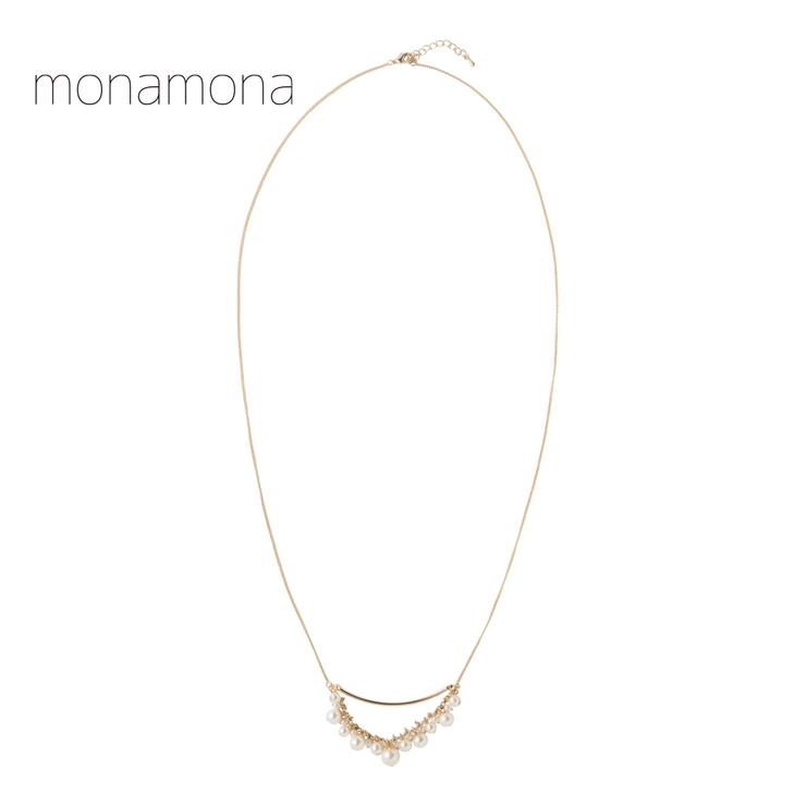 バー＆下がりパールロングネックレス | monamona | 詳細画像1 