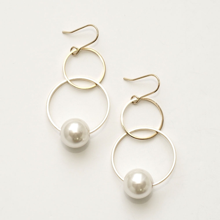 ゴールド | 2連サークル下がりピアス | monamona