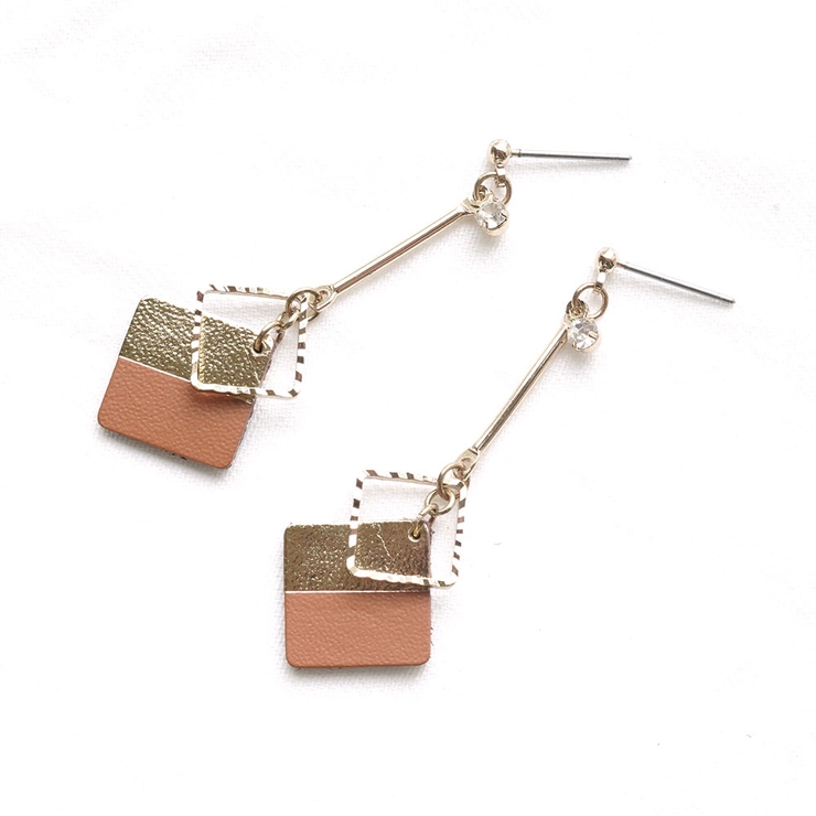 ツートンカラー下がりピアス | monamona | 詳細画像3 