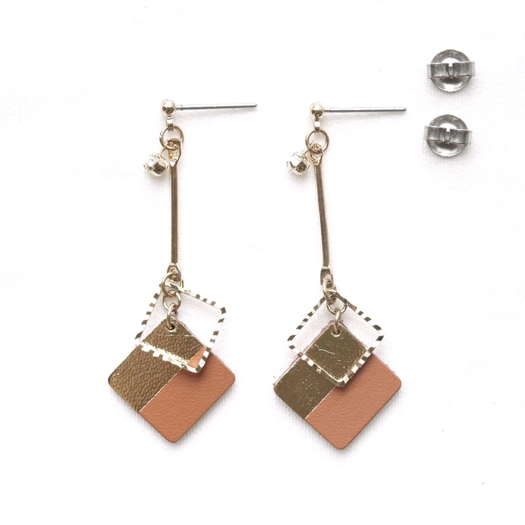 ブラウン | ツートンカラー下がりピアス | monamona