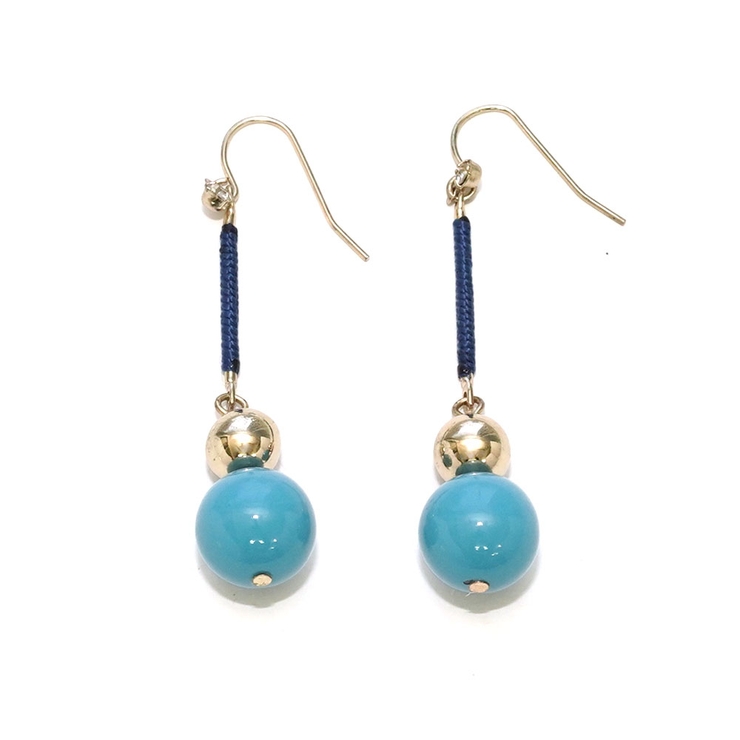 ブルー | アクリル玉フック下がりピアス   | monamona